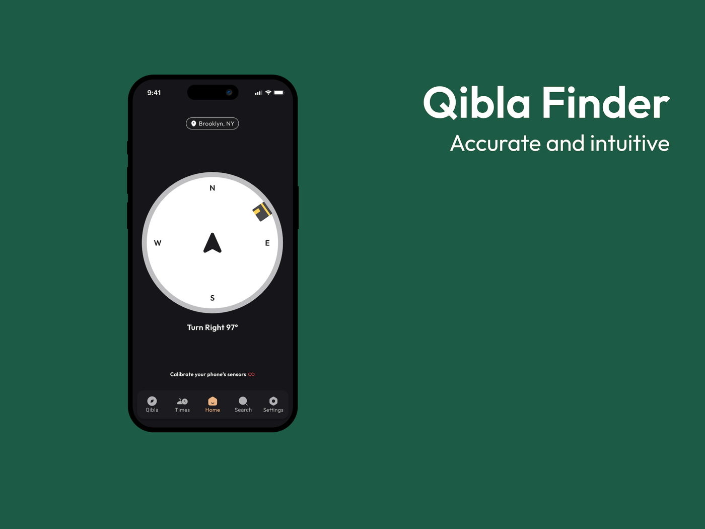 PocketMusala Qibla finder screen